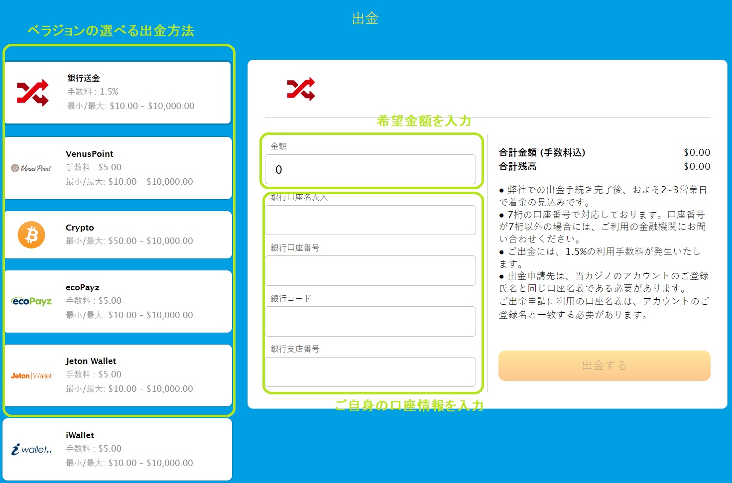 ベラジョンカジノ出金完全マニュアル！出金時間、出金できないなど解決